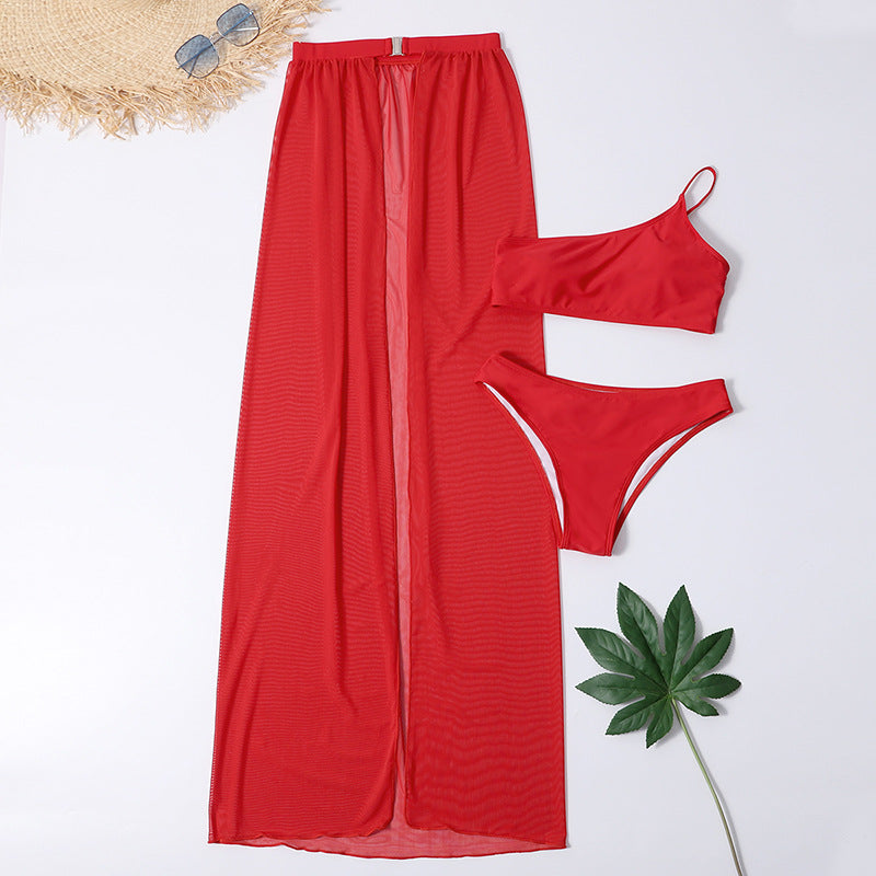 Three Piece Bikini Skirt Set